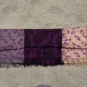 PASHMINA Scarf Shawl Wrap 100% Pashmina Purple Gray And Camel With Fringe 76x26